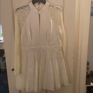 white lace backless bebe dress